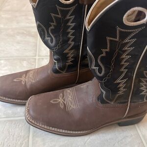 Boys Western Leather Boots - Brown and Black